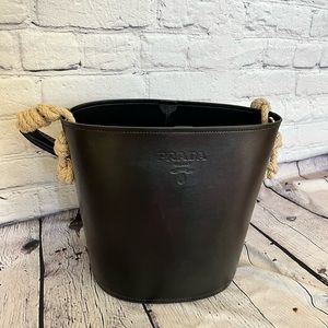Prada - Women's Black Bucket Bag With Rope Knots